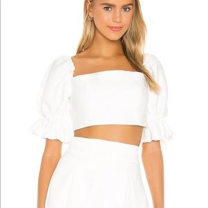 C/meo puff sleeve crop top